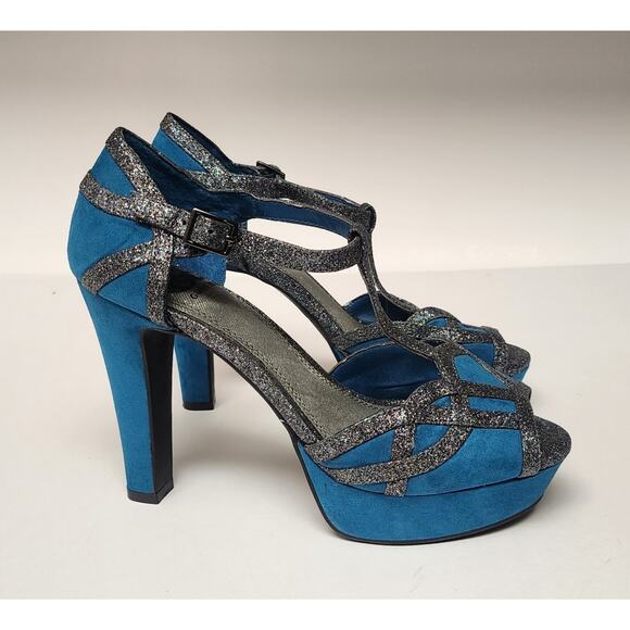 Gianni Bini Blainee T-Strap Ultra High Heel Tan Pump Sandal Shoes Size 7M - Picture 4 of 15